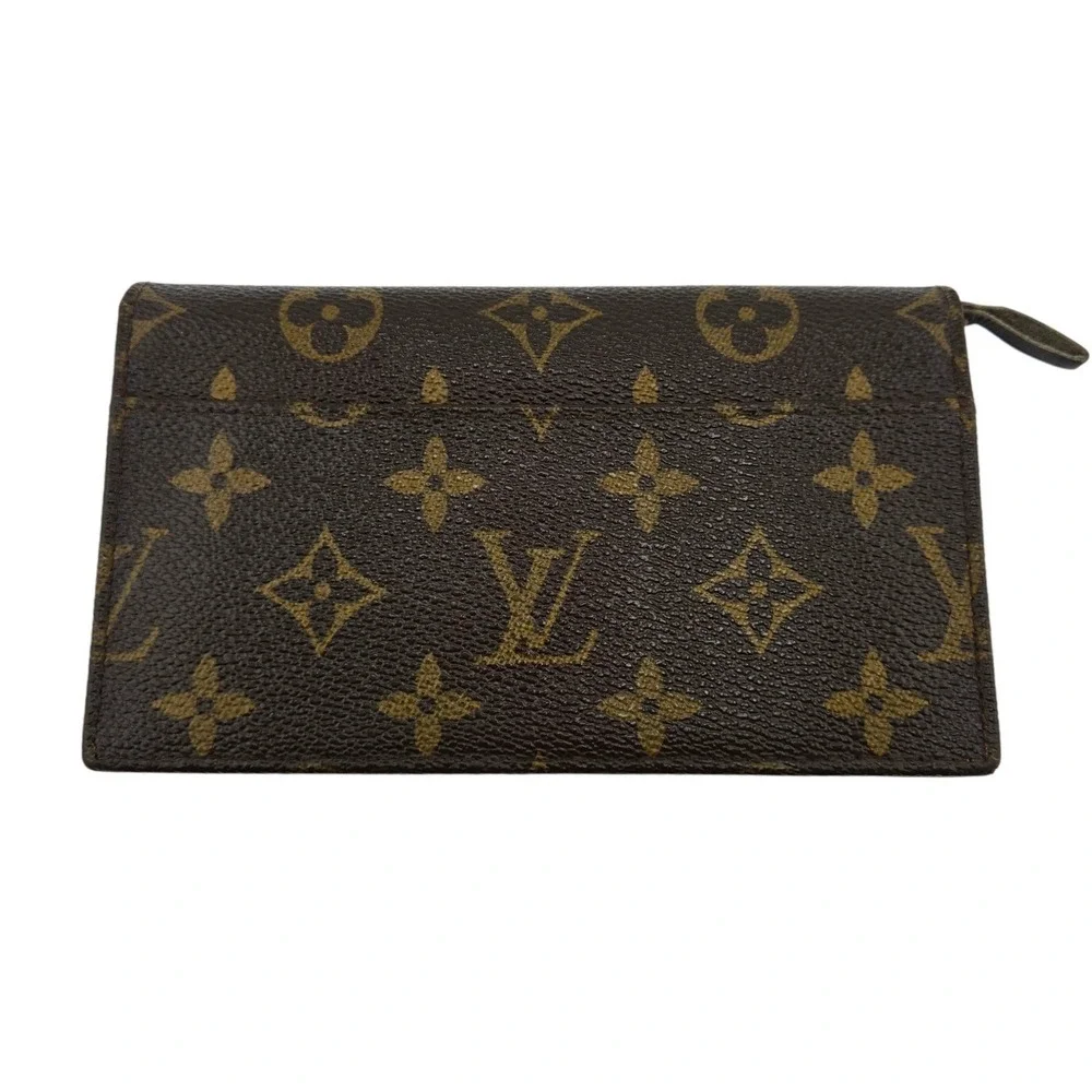 Louis Vuitton Vintage Monogram Pochette Twin Brown Canvas Clutch Wallet